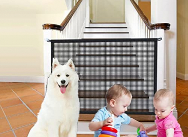 Baby Gate for Stairs No Drilling – 43.3″ W x 28.3″ H Retractable Mesh Baby Gates for Stairs No Drill Pet Gate Dog Gate for The House