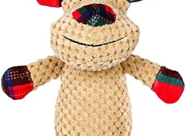 IOKHEIRA Dog Plush Toys for Aggressive Chewers, Indestructible Dog Squeaky Toys with Crinkle Paper, Durable Teething Chew Toys for Medium and Large Breed