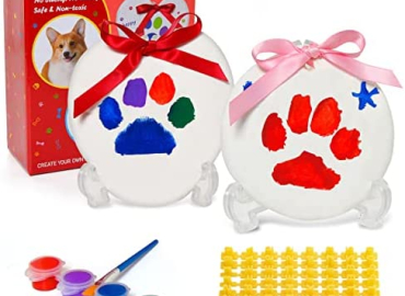 Vumdua Pawprint Keepsake Kit (Makes 2), DIY Dog or Cat Pet Paw Print Impression Kit with Light Clay and Bonus Personalization Tool, Personalized Gift for Pet Lovers, Keepsake
