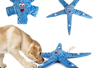 VavoPaw Squeaky Plush Dog Snuffle Toys, Cotton Rope Chew Toy Slow Feeder for Puppy Dog Teething, Training, Durable Interactive Dog Starfish Shaped Toys for Large Medium Small Dog Puppy
