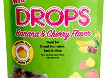 Vitakraft Drops Mini Banana & Cherry Flavor Dwarf Hamster, Rat, and Mouse Treat, 2.5 oz, Multi