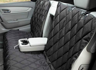 Dog Seat Cover with Hammock for Fold Down Rear Bench Seat 60/40 Split and Middle Seat Belt Capable – Heavy Duty – Black Extra Large – for Full Size Trucks and Large SUVs – USA Based Company