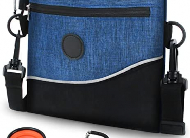 SATINO Dog Training Treat Pouch with Removable Waterproof Inner Pocket, Built-in Poop Bag Dispenser, Collapsible Bowl, Pet Training Clicker, Ideal Treat Bag for Puppy Dog Walking