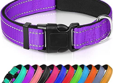 Joytale Reflective Dog Collar,12 Colors,Soft Neoprene Padded Breathable Nylon Pet Collar Adjustable for Small Medium Large Extra Large Dogs,5 Sizes
