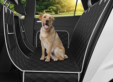 Alfheim Dog Car Seat Cover, Nonslip Scratch-Proof Back Seat Cover with Mesh Window Storage Pocket Seat Anchors, Machine Washable Dog Travel Hammock Car, Rear Seat Protector for Most Cars SUV Trucks