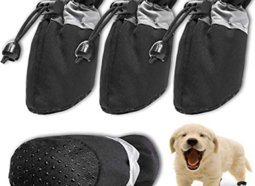 FURNOSE Dog Shoes Snow Winter Paw Protectors Anti-Slip Dog Boots with Reflective Straps Lightweight Booties for Small Medium Dogs 4PCS