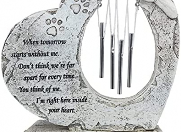 YLSMILE Pet Memorial Stones for Loss of Pet Gifts, Heart Shaped Paw Print Pet Memorial Gifts, Pet Grave Markers for Dog Memorial Gifts