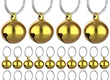 TIESOME Pet Bells for Dog Cat Collar, Pet Pendant Accessories Stainless Steel, 24 Sets of Anti-Lost Training Bells for Collars, Suitable for Pet Pendant Accessories 0.55Inch