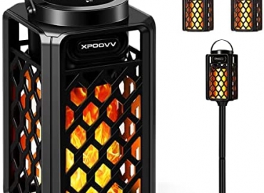 Outdoor Bluetooth Speakers Waterproof,Gifts for Men Women Dad Mom,Led Flame Speaker 10w Enhanced Bass for Patio Porch Garden Backyard Home Decor, Torch Speaker for Camping Accessories Home Gadgets