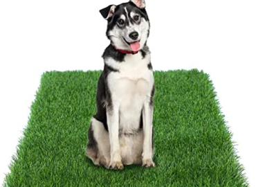 GLOBREEN 34″ x 23″ Fake Grass Pee Pad for Dogs Artificial Grass Potty Training Pets Turf Mat – Indoor Outdoor Use
