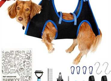Cat and Dog Grooming Hammock – DIY Dog Grooming Supplies with Dog Sling Pet Grooming Harness, Nail File, Comb, and Dog Nail Trimmers – Bundled Grooming Kit for Small to Large Pets