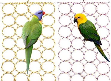 BNOSDM 2 Packs Bird Hemp Rope Net Swing Climbing Rope Net for Birds Parrot Ladder Macaw Hanging Hammock Activity Toy for Rats Parakeet Cockatiel Cockatoo Conure African Grey Budgie