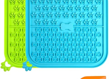 Lick Mat for Dogs 2 Pack Non-Slip Slow Feeders Pet Licking Mat with Suction Cups for Anxiety Relief with One Spatula for Scooping Out Dog Treat&Cat Food