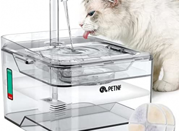 PETNF Cat Water Fountain,2021 Upgraded Pet Water Fountain 101oz/3L Dog Cat Water Dispenser, Smart Pump with LED Light,Ultra Quiet Automatic Cat Drinking Fountains with 2 Filters,3 Water Flow Settings