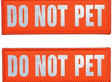 JUJUPUPS Orange Reflective Dog Patches 2 Pack Service Dog,in Training,DO NOT PET,Patches with Hook and Loop for Vests and Harnesses (DO NOT PET, 5×1.5 inch)