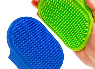 2 Pack Dog Bath Brush, Premium Cat Shampoo Brush, Soothing Massage Pet Rubber Comb, Adjustable Ring Handle, Soft Silicone Grooming Brush Suitable for Long Short Haired Dogs and Cats.