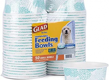 Glad for Pets Disposable Feeding Bowls and Feeding Station – Disposable Dog Bowls – Dog Bowls are Great for Dry and Wet Dog Food – Disposable Pet Bowls, Dog Food Bowls, Dog Water Bowls