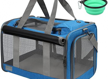 Cat Carrier, Pet Travel Carrier Airline Approved for Small Dogs Cats, Cat Carrier for Large Cats 20 lbs, Medium Cats Under 25 lbs, Soft Sided Collapsible Top Loading Cat Bag Carrier for Travel & Car
