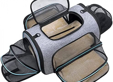 Siivton 4 Sides Expandable Pet Carrier, Airline Approved Soft-Sided Dog Cat Carrier Bag with Fleece Pad for Cats, Puppy and Small Animals