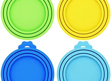 COMTIM Pet Food Can Lids 4 Pack Silicone Can Lids Covers for Dog Cat Food,Universal Size Fit Most Standard Size Canned Dog Cat Food