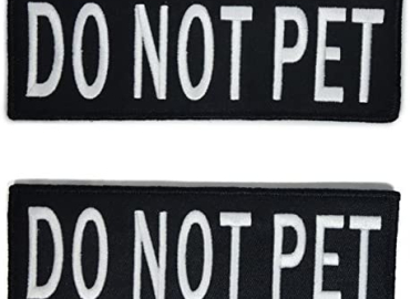 Leash Boss Do Not Pet Vest Patches – Embroidered 2 Pack – Hook and Loop Both Sides Included (Do Not Pet, Medium – 1.5 x 4 Inch)