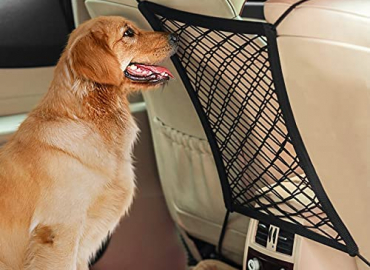 AUTOWN Dog Car Barrier, Dog Net for Car Between Seats, Pet Net Barrier Front Seat, Car Mesh Barrier Back Seat, Universal Stretchy Car Seat Storage Mesh Net