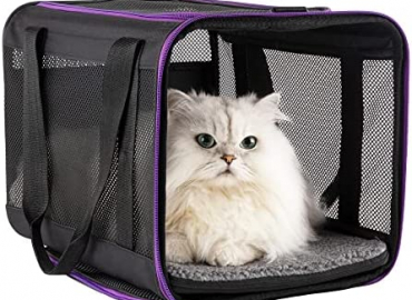 Soft Pet Travel Carrier Bag for Large and Medium Cats, 2 Kitties, Small Dogs up to 25 lbs. Easy to Get Cat in, Great for Cats That Don’t Like Carriers