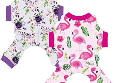 Sebaoyu 2 Pieces Dog Pajamas for Small Dogs, Winter Warm Fleece Chihuahua Sweater Pet Puppy Clothes Onesies Outfit Female Bodysuit Extra Small Doggy Costume Cat Clothing Duck Polka Dots