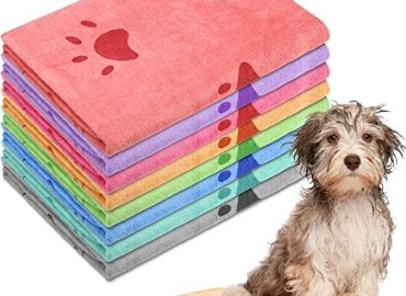 8 Pcs 55 x 28 Inches Dog Towels Pet Bath Drying Towels Absorbent Microfiber Soft Beach Towels for Small Medium Large Cat Puppy Shower Cleaning Accessories, 8 Colors