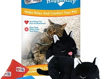 HuggieKitty by Pets Know Best- Cuddly Cat Toy, Soothing Sound & Warmth Help Relax & Comfort Your Pet- Purr & Heartbeat, Heating Pack