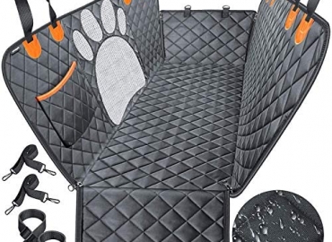 URPOWER Upgraded Dog Seat Covers with Mesh Visual Window 100% Waterproof Dog Car Seat Cover Nonslip Pet Seat Cover for Back Seat with Storage Pockets, Washable Dog Hammock for Car Truck and SUV