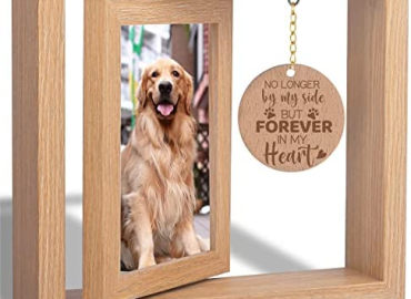 Dog Memorial Picture Frame – Dog Memorial Gifts, Pet Loss Gifts, Loss of Dog Sympathy Gift, Pet Memorial Gifts for Women. Wooden Rotating Pet Memorial Picture Frame 4 X 6