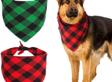 Christmas Plaid Dog Bandanas Xmas Costumes Outfit Puppy Bandana Triangle Bibs Scarf Scarves Checkered Kerchief 2PACK Small Medium Pets Doggy Kitty Bandana Sets for Christmas Holiday Decorations