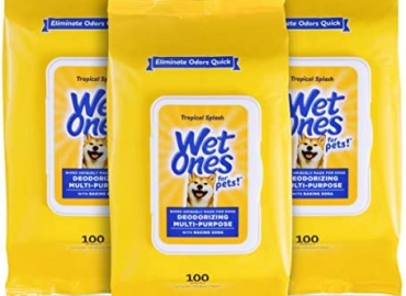 Wet Ones for Pets Deodorizing Multi-Purpose Dog Wipes with Baking Soda, 100 ct – 3 Pack | Dog Deodorizing Wipes for All Dogs in Tropical Splash Scent, Wet Ones Wipes for Deodorizing Dogs (FF12849PCS3)
