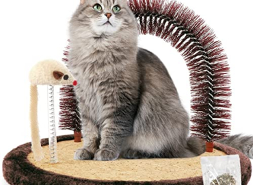 Happi N Pets The Original Cat Arch Self Groomer Cat Massager, Cat Hair Brush For Grooming With Sturdy Cat Scratching Pad And Catnip Toy, Cat Face Scratchers, Durable Brusher, Cat Rubbing Post & Scratcher,Large Size