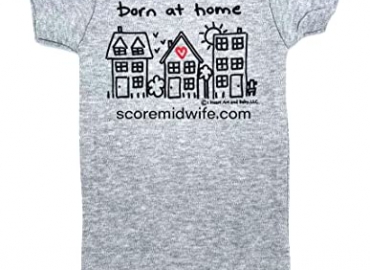 Born at Home Outfit – Score Midwifery Services, Size Newborn, Short Sleeves (Grey)