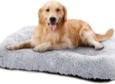 KALINCO Dog Bed, Dog Crate Bed, Kennel Pad, Washable Dog Crate Pad, Anti-Slip Dog Crate Mat, Long Plush Pet Beds for Large Medium Small Dogs