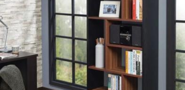 Wooden Rectangular Cube Bookcase, Natural Brown & Black (USA, Other Countries)
