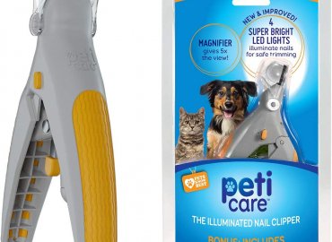 Allstar Innovations PetiCare LED Light Pet Nail Clipper- Great for Trimming Cats & Dogs Nails & Claws, 5X Magnification That Doubles as a Nail Trapper, Quick-Clip, Steal Blades