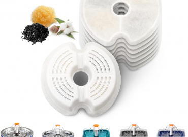 NautyPaws Cat Water Fountain Filters, 8 Packs Replacement Carbon Filters for Automatic Pet Water Fountain, Stainless Steel Cat Water Fountain
