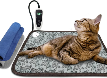 HYDGOOHO Pet Heating Pad, Cat Heating pad ，Waterproof, with Smart Thermostat Switch, Adjustable Dog Heating pad , with Chew Resistant Steel Cord.Complimentary Two Flannel Covers