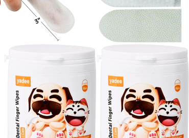 Dog Teeth Cleaning Finger Wipes, 100Pcs Dog Dental Care Wipes for Cat and Dog, Pet Oral Cleansing Presoaked Teeth Wipes, Freshen Breath, Reduce Plaque & Tartar, No Brushing