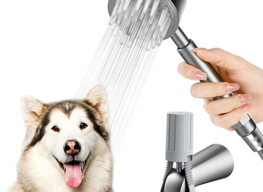 Faveetie Dog Shower Attachment for Bathtub Faucet, with Massage Shower Head & 1.5m Hose & Bathtub Diverter, Pet Combing Shower Sprayer Connect on Tub Spout for Washing Pet, Cleaning Tub