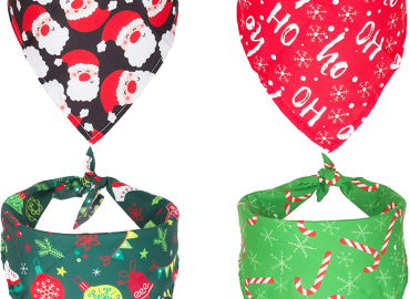 ADOGGYGO 4 Pack Dog Bandana Christmas Pet Scarf Triangle Bibs Kerchief Set Pet Costume Accessories Decoration for Small Medium Large Dogs Cats Pets