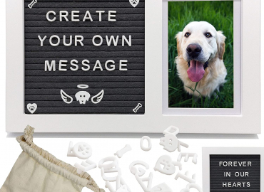 PAWCEPTIVE Pet Memorial Picture Frame Letter Board – Create Your Own Special Dog or Cat Memorial Message-Unique Dog Remembrance Gift-Pet Loss Gifts – Photo Keepsake in Memory of Dog