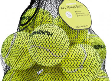 HUNBINOR Dog Tennis Balls, 12 Pack Easy Catch Pet Tennis Balls for Dogs, Interactive Dog Balls Toys for Large Dogs, Medium Dogs and Small Dogs, Medium Size Tennis Balls for Toss and Fetch Game