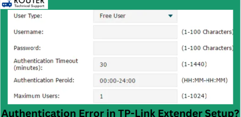 Authentication Error in TP-Link Extender Setup