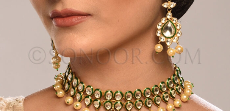 Indian Diamond Choker And Gold Jewelry Necklace Set Designs By Sonoor Jewels 