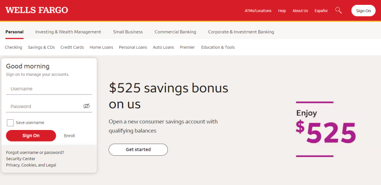 wells fargo login
